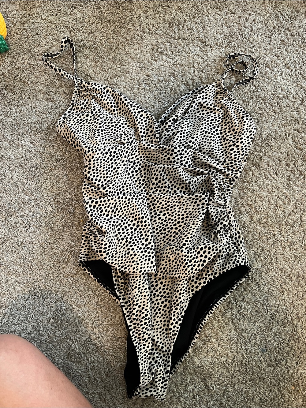 Ellen Tracy Black & Cream Spotted One-Piece